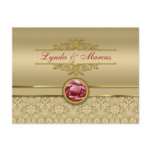 Imitate Dark Ruby Red Gemstone Metallic Gold Damas