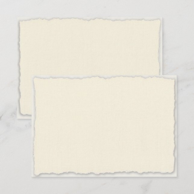 Imitate Deckle Edge Elfenbein White Wedding Horizo RSVP Karte (Vorne/Hinten)