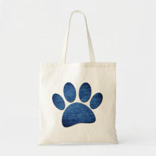 Imitate Denim Jeans Dog Paw Drucktextur Tragetasche