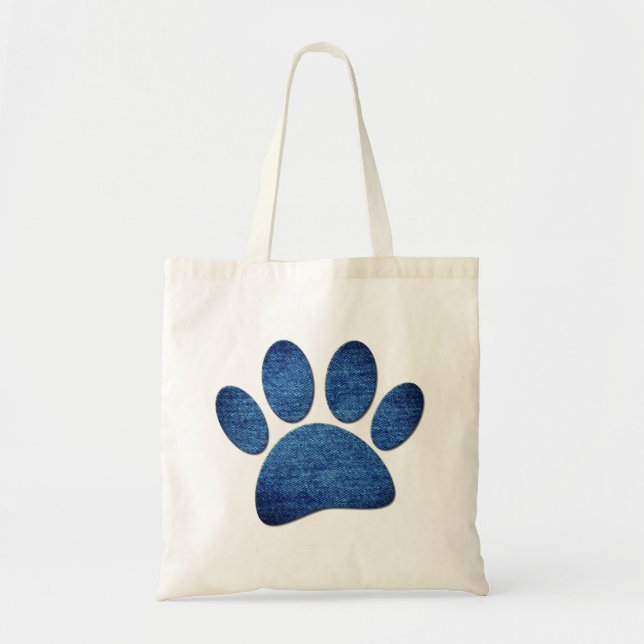 Imitate Denim Jeans Dog Paw Drucktextur Tragetasche (Vorne)