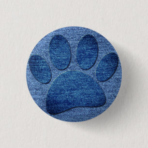 Imitate Denim Jeans Dog Paw Print Button