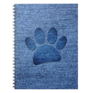 Imitate Denim Jeans Dog Paw Print Notizblock