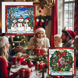 Imitate der Snowman-Familie aus festem Glas