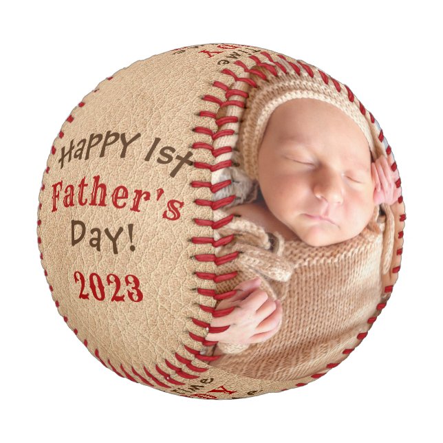 Imitate des Ersten Vaters Leder mit 2 Fotos Baseball (Schrägansicht)