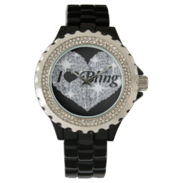 Imitate Diamond Heart 'I Liebe bling' Uhr