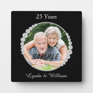 Imitate Diamond Surround Silver Anniversary Foto Fotoplatte
