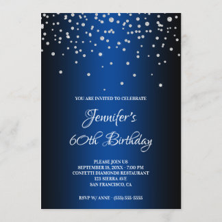 Imitate Diamonds and Blue Ombre 60. Geburtstag Einladung