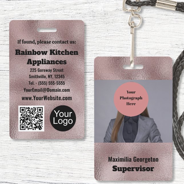 Imitate Dunkelrosa Metallisches ID-Abzeichen Ausweis (Faux Dark Pink Metallic ID Badge by Office Accessories Shop)