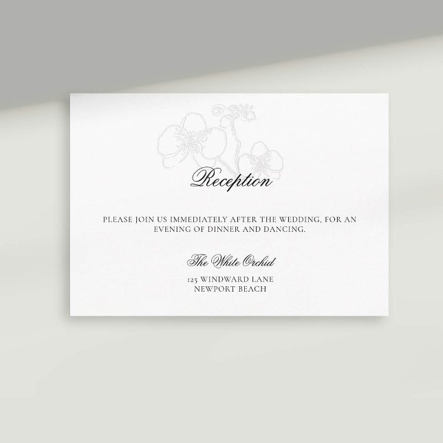 Imitate Eingeweihte Orchid Feierliche Empfang Hoch Begleitkarte (formal wedding reception card rsvp reply faux embossed orchid modern classic traditional)