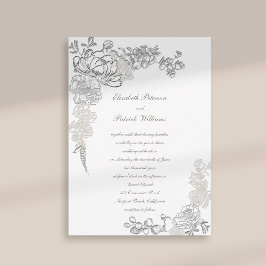 Imitate Embossed Elfenbeinpeony Calligraphy Weddin Einladung