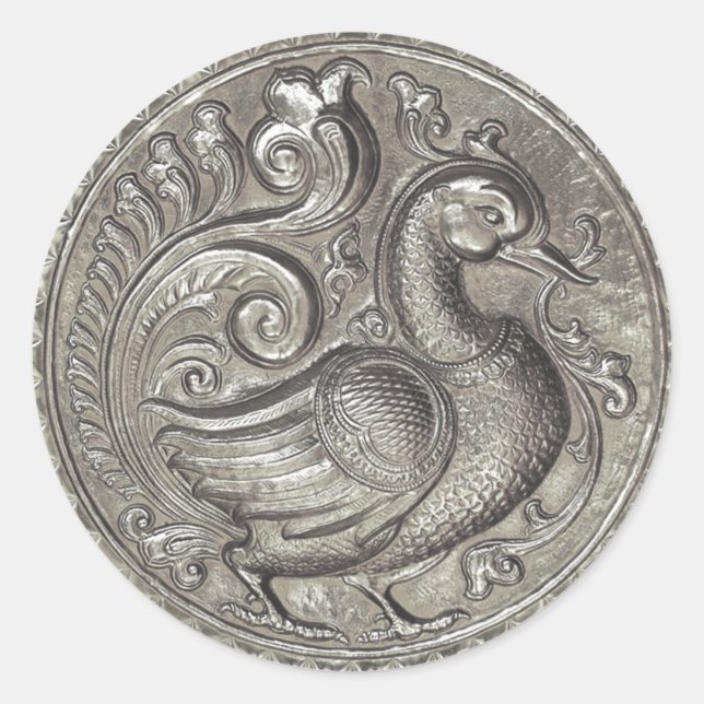 Imitate Embossed Peacock Silver Set 1026 Runder Aufkleber (Vorderseite)