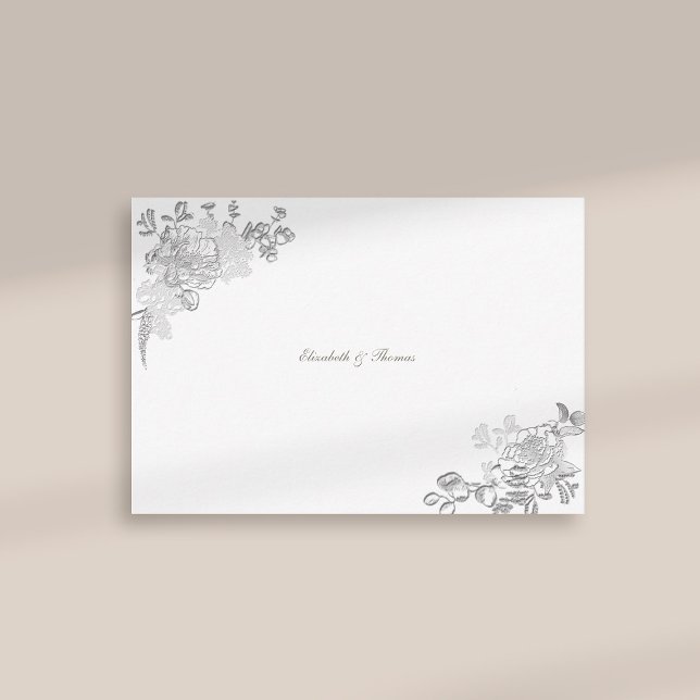 Imitate Embossed Peony Formal Chic Hochzeit Vielen Dankeskarte (formal traditional elegant calligraphy wedding thank you card faux embossed peony ivory classic)