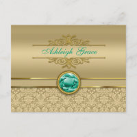 Imitate Emerald Gemstone Metallic Shiny Gold Damas