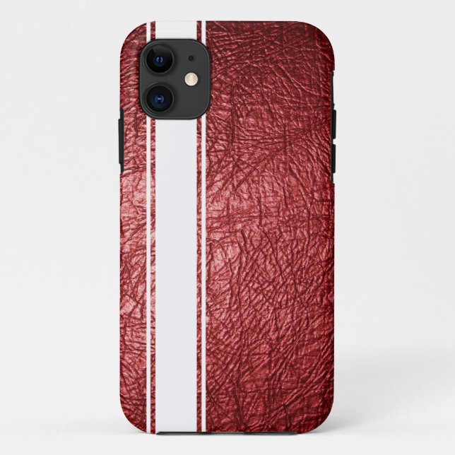Imitate - Fall Red Leather & White Stripe iPhone 5 Case-Mate iPhone Hülle (Rückseite)