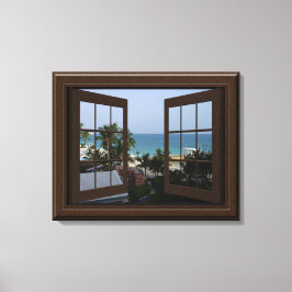 Imitate Fenster Ansicht Friedlichen Ozean Szene tr Leinwanddruck