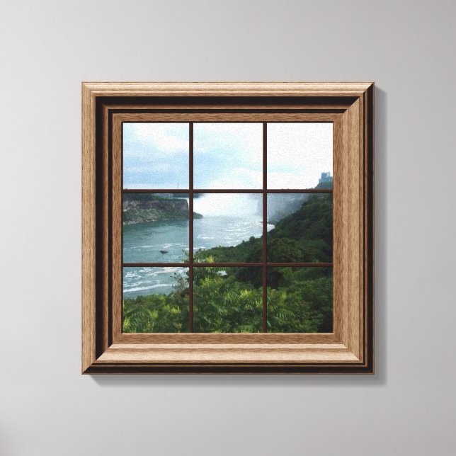 Imitate Fenster Ansicht Friedlicher Wasserfall Nia Leinwanddruck (Vorderseite)