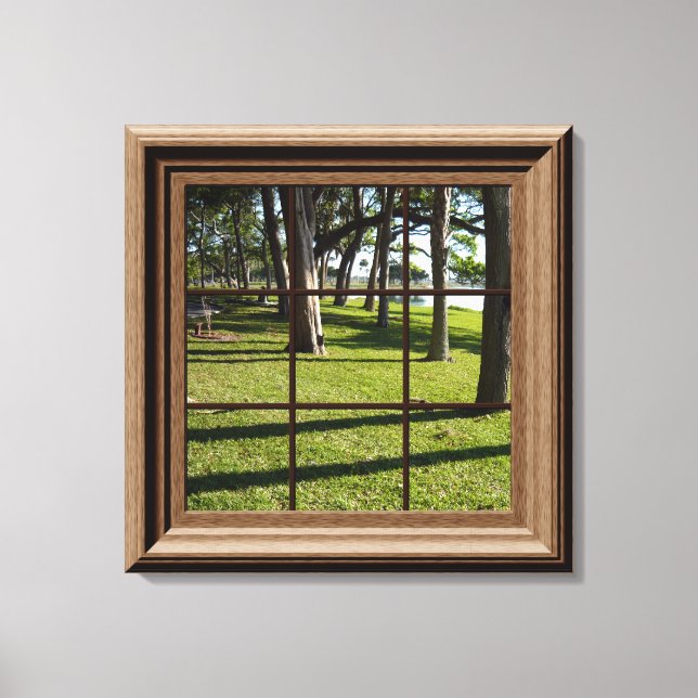 Imitate Fenster Friedliche Landschaft mit Bäumen a Leinwanddruck (Vorderseite)