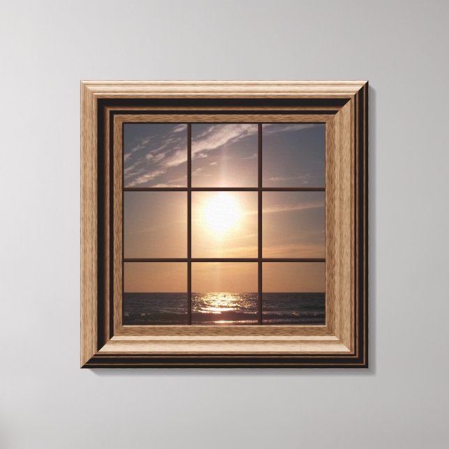 Imitate Fensteransicht Sonnenuntergang Leinwand Wa (Vorderseite)