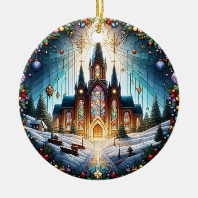 Imitate Festgelegene Glaskirche Weihnachtsschmuck (Vorne)