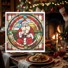 Imitate Festglas Sitzen Santa Napkins Serviette