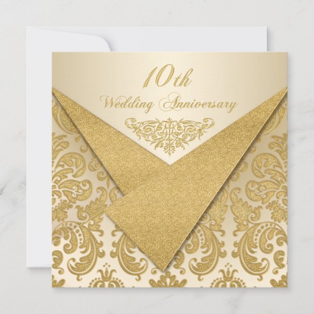 IMITATE Flaps Damask Einladung zum zehnten Jahrest (Vorderseite)