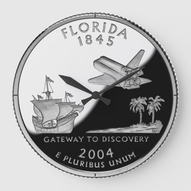 Imitate Florida Staat Quarter Große Wanduhr (Vorderseite)