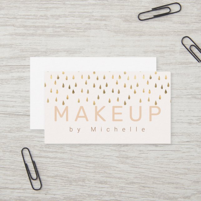Imitate Foil Gold Rain Drops Makeup Artist Visitenkarte (Vorderseite/Rückseite Beispiel)