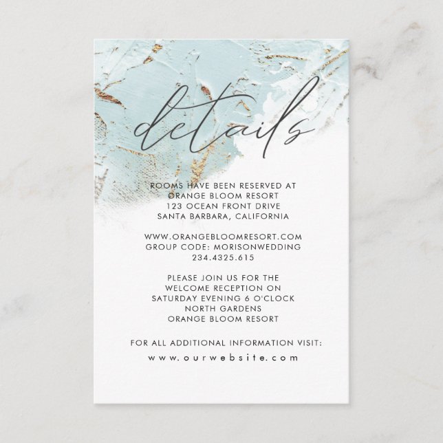 Imitate-Folie aus blauem Gold Details Begleitkarte (Vorderseite)