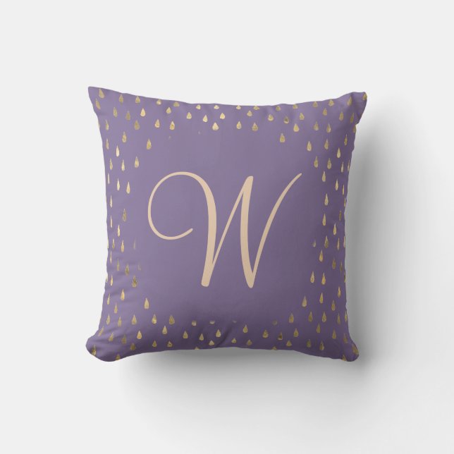 Imitate Folie Goldregen fällt trendy Monogramm Kissen (Vorderseite)