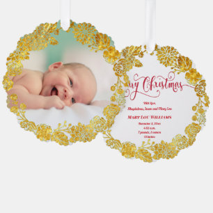Imitate Folie Kranz neues Baby Frohe Weihnachten Ornament Karte