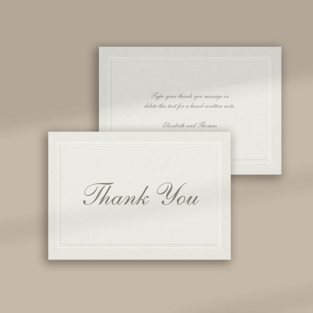 Imitate formelle traditionelle Hochzeit Dankeschön Dankeskarte (formal traditional wedding thank you card faux embossed cream ecru frame calligraphy modern classic)