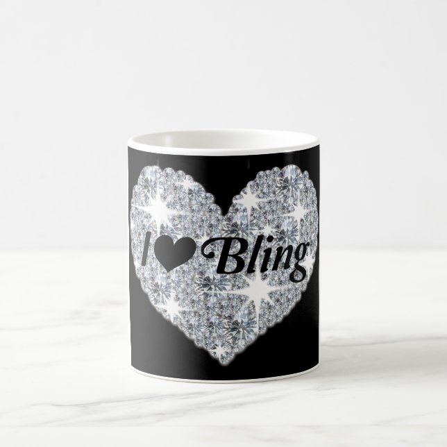 Imitate funkeln Diamant I Liebe Bling Herzdesign T Kaffeetasse (Mittel)