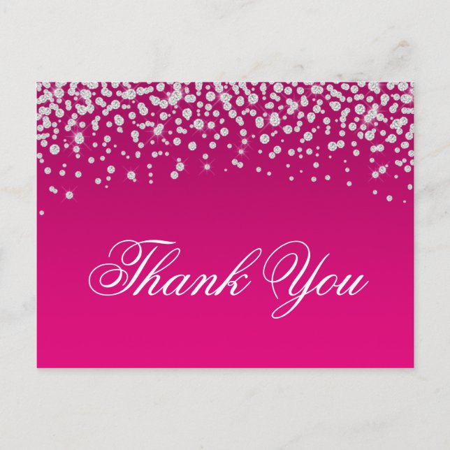 Imitate Funkelnd Diamonds Hot Pink Ombre Vielen Da Postkarte (Vorderseite)