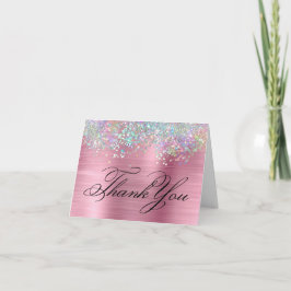 Imitate Funkelnd holografischer Glitzer Rosa Foil Dankeskarte