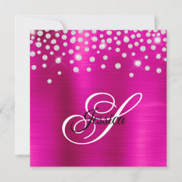 Imitate Funkelnd Kristall Hot Pink Foil Monogramm Einladung