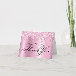 Imitate Funkelnd Light Pink Glitzer Tropfen Ombre Dankeskarte