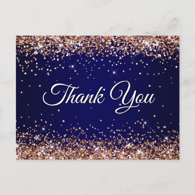 Imitate Funkelnd Rose Gold Glitzer Navy Blue Viele Postkarte (Vorderseite)