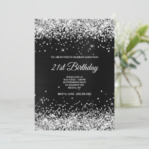 Imitate Funkelnd Silberstreifen Glitzer Dunkelgrau Einladung