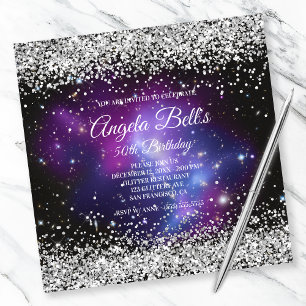 Imitate Funkelnd Silver Glitzer Celestial Lila Einladung
