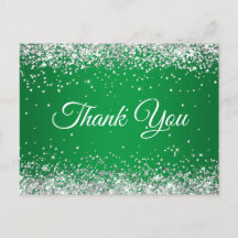 Imitate Funkelnd Silver Glitzer Hellgrün Danke
