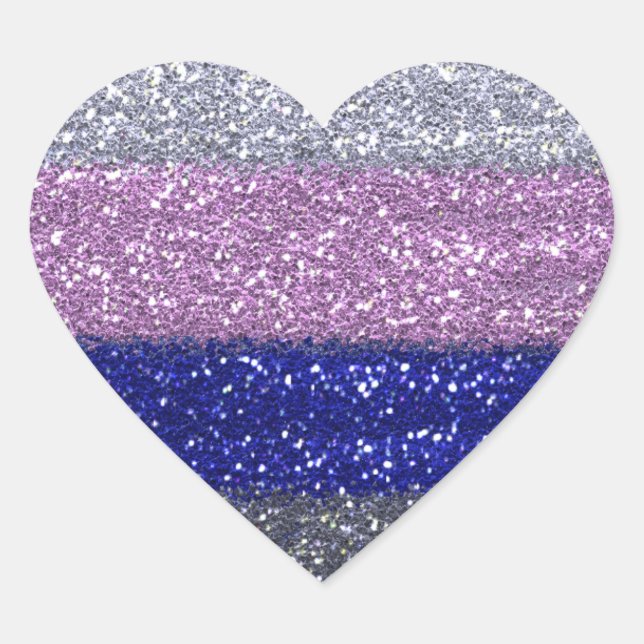 Imitate Funkelnd Silver Pink Blue Heart AH2010 Herz-Aufkleber (Vorderseite)