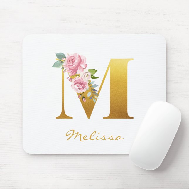 Imitate für die Blumenmonogramm - Goldname Erstper Mousepad (Mit Mouse)