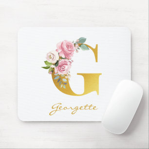Imitate für die Blumenmonogramm - Goldname Erstper Mousepad