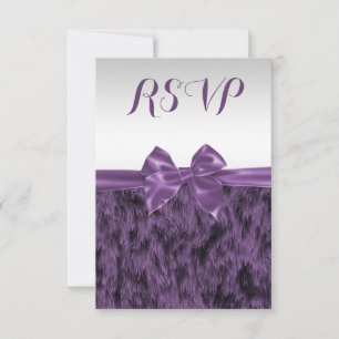 Imitate Fur & Lila Bow Frauen Geburtstag UAwg RSVP Karte