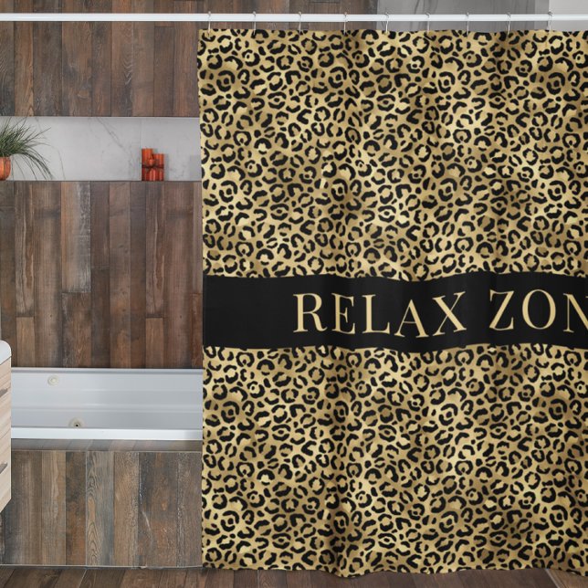 Imitate für Tierabdruck Gold Black Duschvorhang (Von Creator hochgeladen)