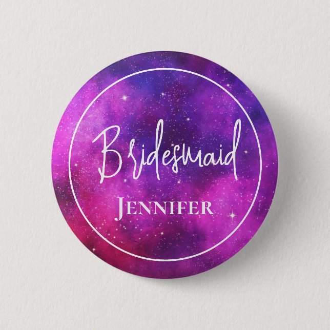 Imitate Galaxy Bridesmaid & Lila Raumfahrt & Stern Button (Vorderseite)