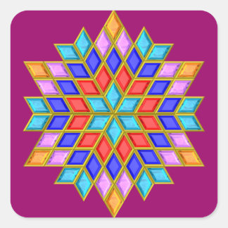 Imitate Gemstone Star Quilt Quadratischer Aufkleber