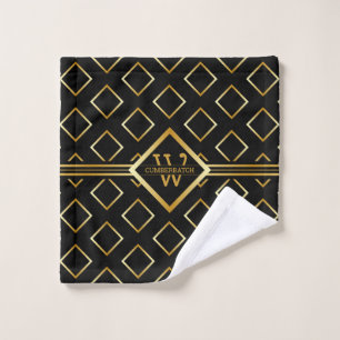 IMITATE Geometrisches Muster mit Monogramm auf BLA Badhandtuch Set
