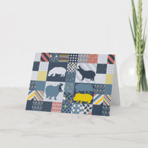 Imitate gequilted Hippos Karte