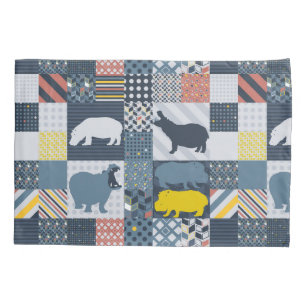 Imitate gequilted Hippos Kissenbezug